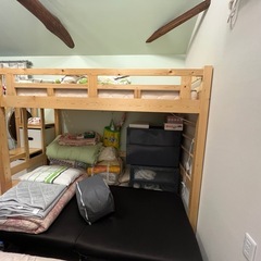 ロフトベッド 階段付き　収納BOX 木製 パイン無垢材　耐震仕様の画像