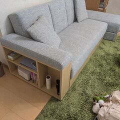 美品 3人掛け収納ソファー  グレーの画像