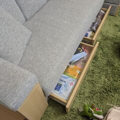 美品 3人掛け収納ソファー  グレーの画像