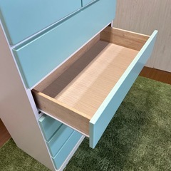 【リユース☆エコちょっぷ】パステルブルー　6段チェストの画像
