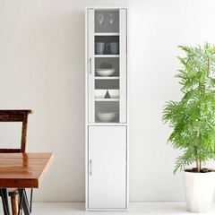 【美品】山善 スリム食器棚 幅32cm 高さ150cm ホワイトの画像