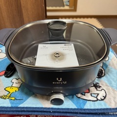 両手電気鍋 5L 温度調整3段階 波型プレート セラミックコーティング ガラス蓋付き 1人用 大人数用 グリル鍋 鍋 焼肉 朝食 目玉焼き おでん 麺類 炒めものの画像