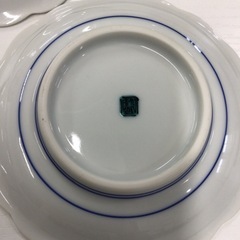 未使用 九谷焼 青郊窯 12.6cm 小皿 時代絵 絵変わり 木米 歴代画 輪花3つセットの画像