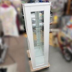 コレクションケース 幅65×奥行35×高さ127.5㎝ ホワイト 鏡面仕上げ ガラス棚板 ディスプレイ 飾り棚 西岡店の画像