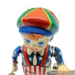 ブリキ おもちゃ ニュースボーイ ゼンマイ式 昭和レトロの画像