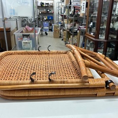 ロ 2510-501 折りたたみラタン 座椅子 リクライニング式 キズ 汚れありの画像