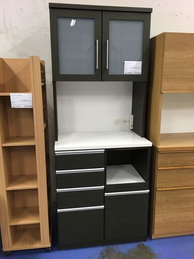 ★リユースのサカイ横浜南店★YM1542 NITORI レンジボード　ダークブラウン W80×D51×H201 クリーニング済み