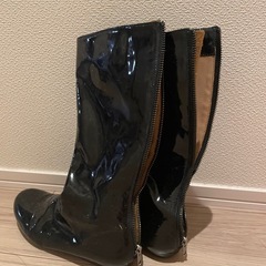 キッズ光沢黒ロングブーツ(LANVIN) 20cmの画像