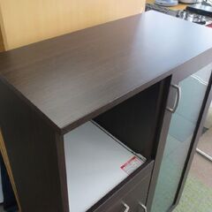 幅80cm ニトリ ミドルレンジボード 高さ115cm キッチン収納 食器棚 ダークブラウン 札幌 北20条店の画像
