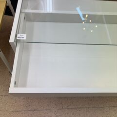 【ジャングルジャングル岩出店】【B245】ガラスローテーブル ホワイト幅75cm×奥行39cm×高さ38cm  和歌山 岩出市 紀の川市 海南市の画像