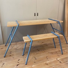 BOLTS ワークベンチ 組立式 シェルフ 棚 作業台 植物棚　スチールラック 大1台、小1台　ブルーの画像