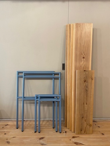 BOLTS ワークベンチ 組立式 シェルフ 棚 作業台 植物棚　スチールラック 大1台、小1台　ブルー BOLTS ワークベンチ 組立式 シェルフ 棚 作業台 植物棚 スチールラック