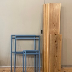 BOLTS ワークベンチ 組立式 シェルフ 棚 作業台 植物棚　スチールラック 大1台、小1台　ブルーの画像