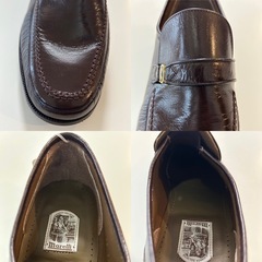 MARELLIマレリー6176ローファーモカシンシューズスリッポンシューズ ビジネスシューズ レザーシューズ くつ クツ 革靴 紐なしシューズ 紐なし靴紳士靴メンズ男性用ダークブラウン焦げ茶色25.5センチ3E EEE箱日本製国産国内製メイドインジャパンの画像