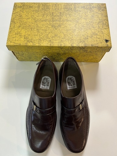 MARELLIマレリー6176ローファーモカシンシューズスリッポンシューズ ビジネスシューズ レザーシューズ くつ クツ 革靴 紐なしシューズ 紐なし靴紳士靴メンズ男性用ダークブラウン焦げ茶色25.5センチ3E EEE箱日本製国産国内製メイドインジャパン