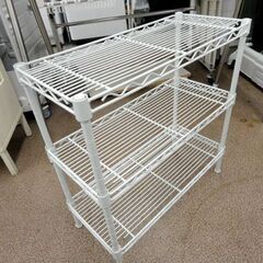 3段アルミラック 幅45×奥行20×高さ47㎝ ホワイト 3段スチールラック 収納ラック 西岡店の画像