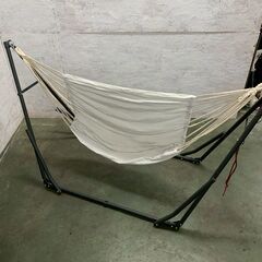 【ジモティ限定特価】 ハンモック ハンモックチェア 青ネット 白ネット アウトドア A0697Gの画像