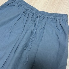 SUNVALLEY ブルー ワイドパンツ M 麻混パンツの画像