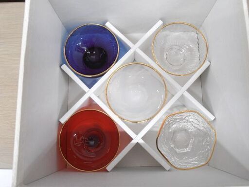 未使用 HARIO ハリオ 冷酒器セット 地炉利 お猪口×5個 佐々木クリスタル 趣味の器 苫小牧西店