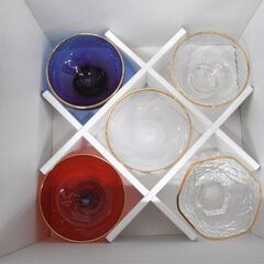 未使用 HARIO ハリオ 冷酒器セット 地炉利 お猪口×5個 佐々木クリスタル 趣味の器 苫小牧西店の画像