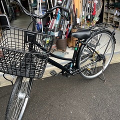(DJ) 通勤•通学に！ Takeda シティサイクル 自転車 27インチ 変速6speed LEDオートライト付 ブラック系 BAAマーク 中古品 ①の画像