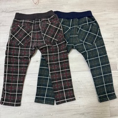 チェックパンツ　90cm 色違い　双子の画像