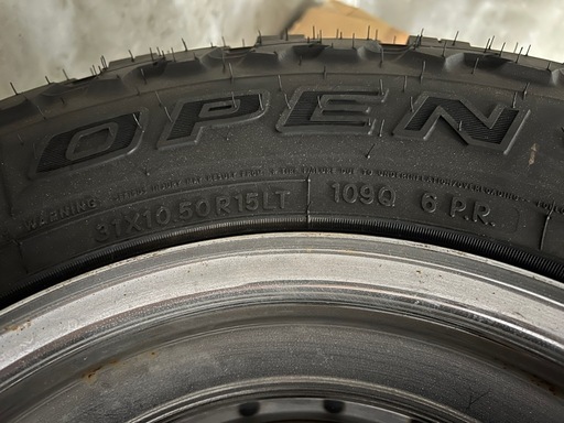 31×10.50R15LT オープンカントリー スパイクタイヤアルミセット　使用ごく僅か 4本セット