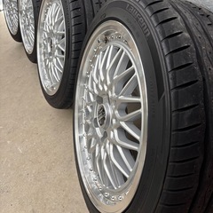 215/45R18インチ 5H114 共豊 シュタイナー FTX シルバー ラウフェン LK03 ４本セットの画像