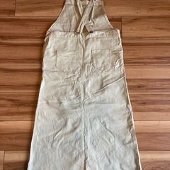 ベージュ デニム サロペット ジャンパースカート Lサイズの画像