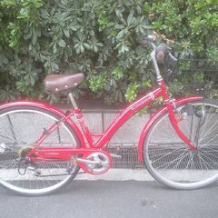 整備済み中古自転車　27インチ　税別￥10.800-　外装６段　アーチ型　レッド1021の画像