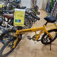 リユースのサカイ浦和店 【F112】ON15 20インチ折りたたみ自転車 HUMMER 6段変速 イエローの画像