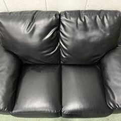 NITORI ニトリ 合皮 ラブソファ 2人用 黒 ブラック 幅150cm×奥行90cm×高さ80cmの画像