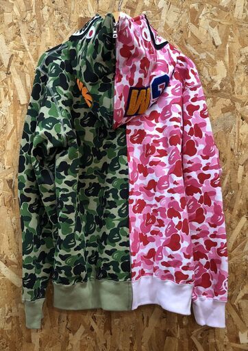 ジモティ割引有★【ジャングルジャングル岸和田店】 A BATHING APE シャークバイカラーフルジップアップパーカー  2XLサイ