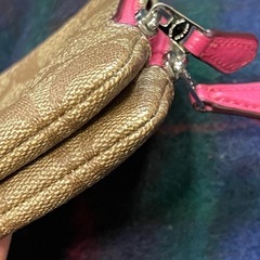 コーチ ポーチ COACH 小物入れ ピンク キャンバス シグネチャーの画像
