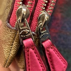 コーチ ポーチ COACH 小物入れ ピンク キャンバス シグネチャーの画像