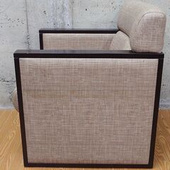 ④ oliver オリバー ロビーチェア 応接椅子 業務用家具 ベージュ系 一人掛け 1Pソファ 木製フレーム 木製肘置き 家具 シングルソファの画像