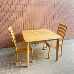 【天然木】ニトリダイニングテーブルセットの画像