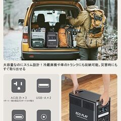 【新品】1800W 1536Wh ポータブル電源 Eco Play EP1800 大容量 蓄電池 リン酸鉄リチウムイオン 10年長寿命 80分で100%充電 高出力AC1800W ポータブルバッテリー 8台同時充電 ソーラー入力1200W UPS機能 拡張バッテリー対応 車中泊の画像
