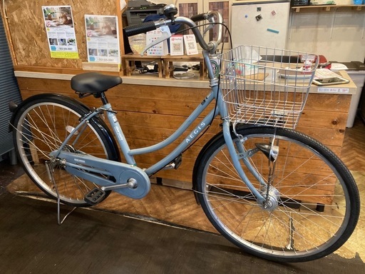 値下げ【10月末まで防犯登録無料！】 LEDオートライト　26インチ自転車　グレイッシュブルー