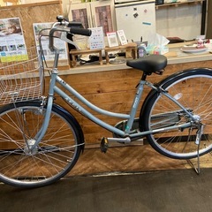 【前後タイヤ・チューブ新品！】 LEDオートライト　26インチ自転車　グレイッシュブルーの画像