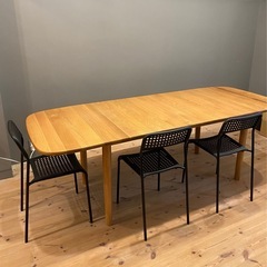 無印良品　木製エクステンションテーブル／１４０－２２０ｃｍ／楕円／オーク材 の画像