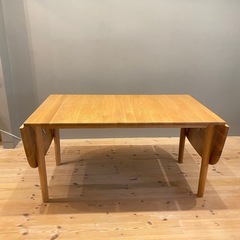 無印良品　木製エクステンションテーブル／１４０－２２０ｃｍ／楕円／オーク材 の画像
