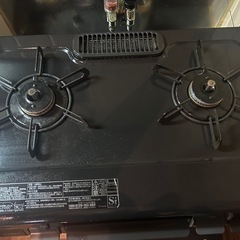 【動作良好・グリル未使用】ガステーブル 都市ガス用 2口コンロ グリル付きの画像