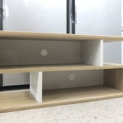 テレビ台 幅84cm S型TV台 テレビボード 木目調 ナチュラルカラー×ホワイト 収納家具   ☆ 札幌市 北区 屯田 の画像