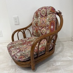 【美品】レトロ ラタン 回転式 座椅子 1脚 アンティーク 籐 昭和レトロの画像