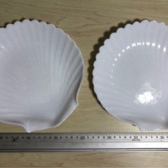 ホワイト 貝殻型皿 2枚セット の画像