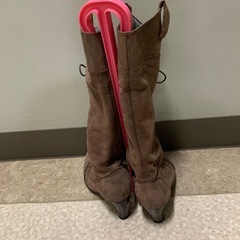 【AU BANNISTER】本革レースアップロングブーツ ブラウン 23.5cm 上質レザーの画像