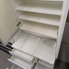 【スライドカウンター以外ソフトクローズ式】キッチンボード パモウナ レンジボード 食器棚 カップボード ソフトクローズ 開扉 高さ206.2cm 幅100cm：ホワイトの画像