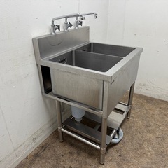 フジマック　fujimak 　業務用　2層シンク流し台　蛇口付き　厨房　飲食店　W７００ｘD６００ｘＨ８００ｍｍの画像