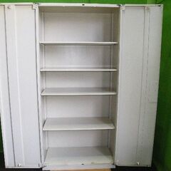 スチール製 両開き書庫 棚４段 カギ無し H191cm×W90cm×D45cm■キャビネット■U-1005の画像